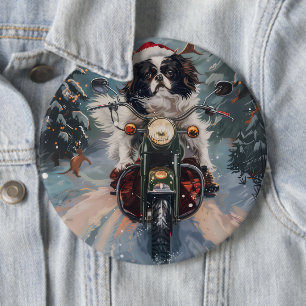 Japansk chin Hund Riding Motorcykel jul Knapp