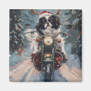 Japansk chin Hund Riding Motorcykel jul Magnet