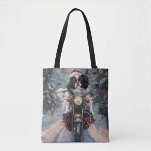 Japansk chin Hund Riding Motorcykel jul Tygkasse