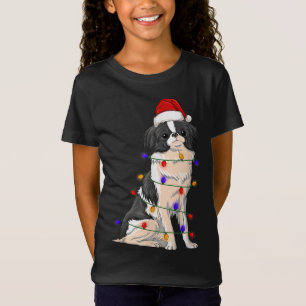 Japansk chin Hund vid jul Hat Ljus T Shirt
