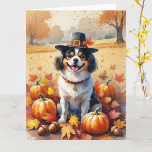 Japansk chin i Höst löv Thanksgiving Art Kort