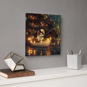 Japansk chin-jul - festlig resa fyrkantig klocka