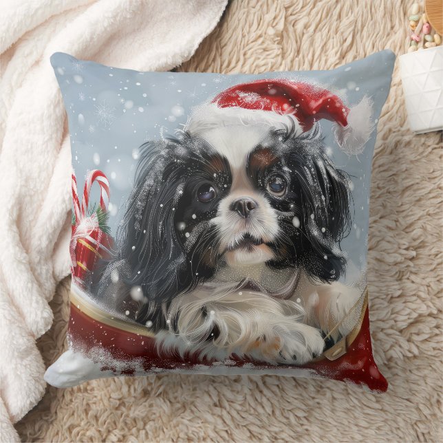 Japansk Chin Julfirande Hund Kudde (Filt)