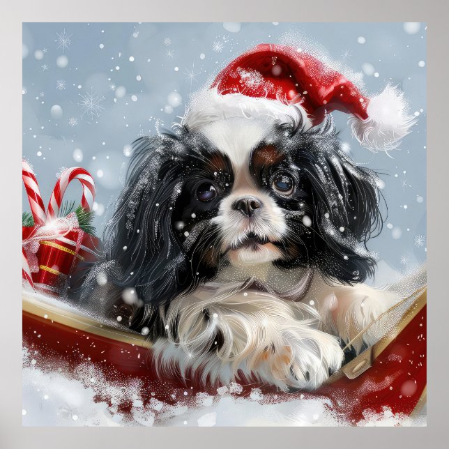 Japansk Chin Julfirande Hund Poster (Framsidan)