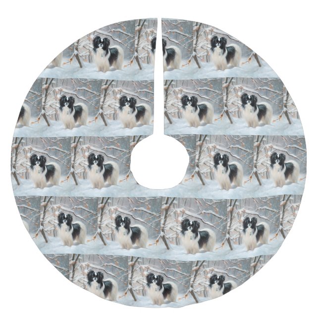 Japansk chin Låt det snöa jul Julgransmatta Borstad Polyester (Framsidan)