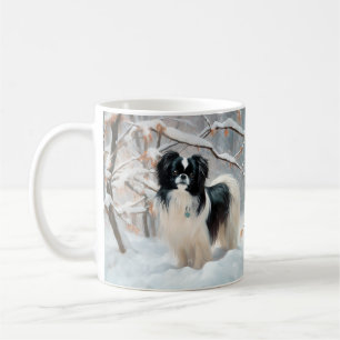 Japansk Chin Låt Det Snöa Jul Kaffemugg