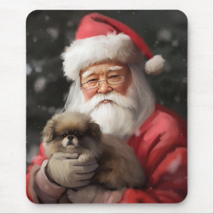 Japansk Chin med Tomte Julfirande Jul Musmatta