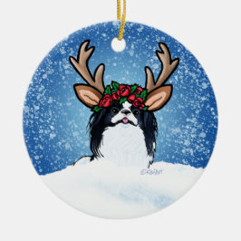 Japansk chin Reindeer jul Ceramic Ornament