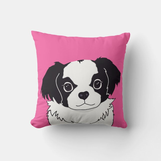 Japansk Chin Shih-Tzu Hund Pillow Kudde (Framsida)