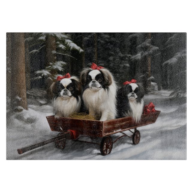 Japansk Chin Snöig släde Juldekoration (Framsidan)