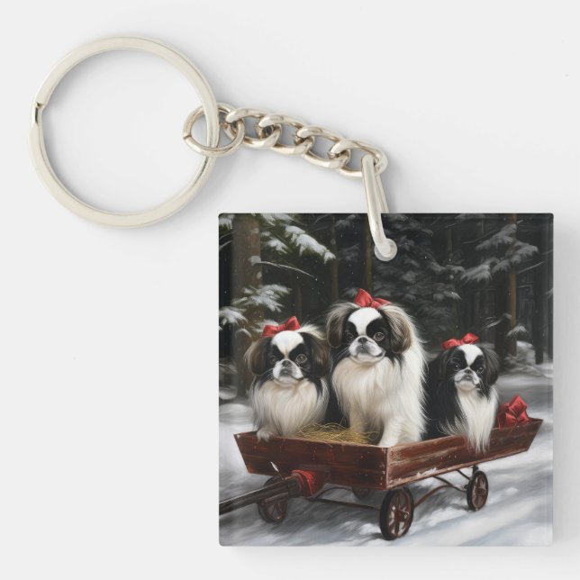 Japansk Chin Snöig släde Juldekoration (Framsidan)