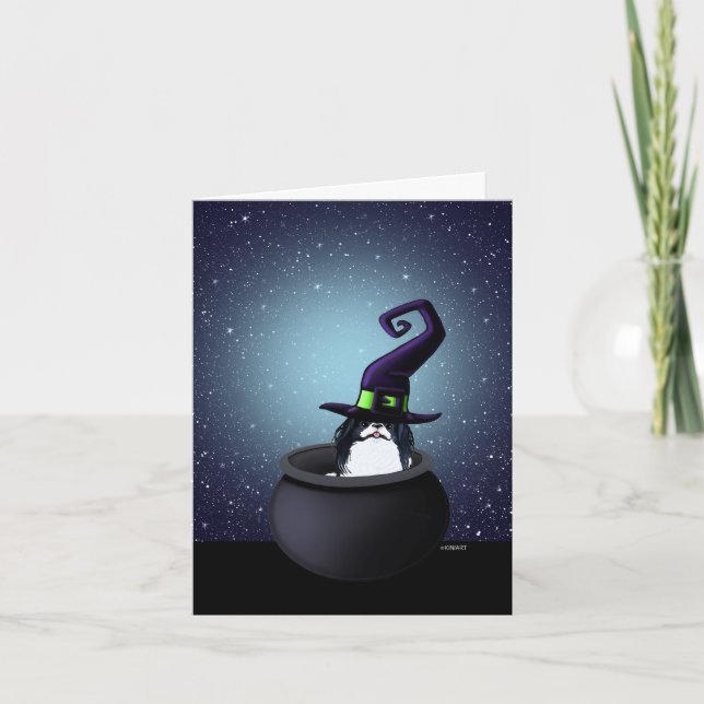 Japansk chin Witch Halloween-kort Kort (Framsida)