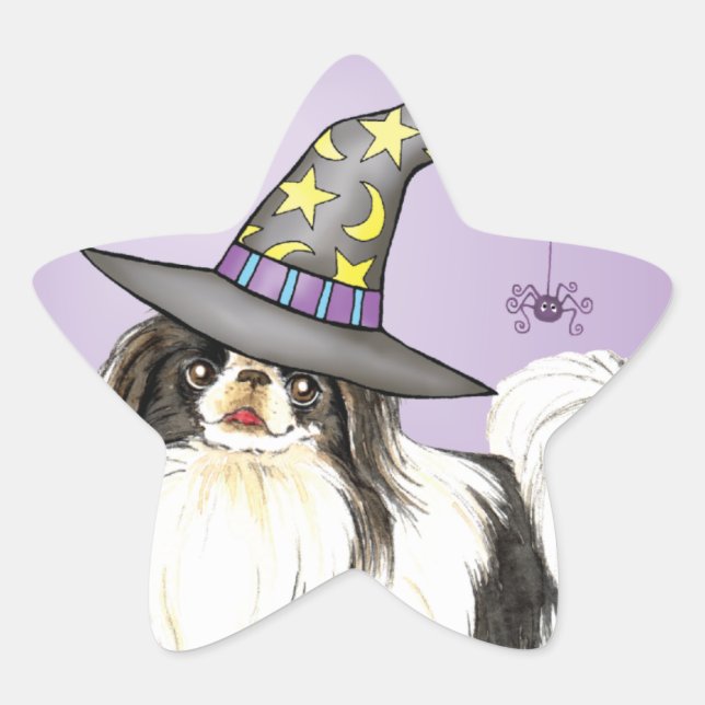Japansk chin Witch Stjärnformat Klistermärke (Framsida)
