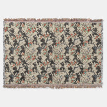 Japansk Chiyogami Ninja Mönster Throw Blanket