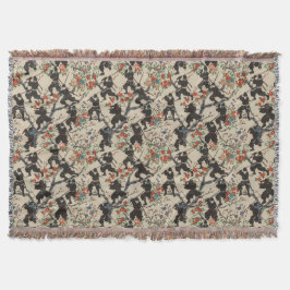 Japansk Chiyogami Ninja Mönster Throw Blanket Filt