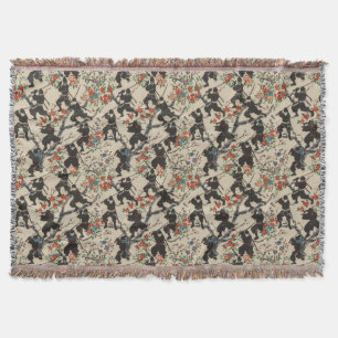 Japansk Chiyogami Ninja Mönster Throw Blanket Filt