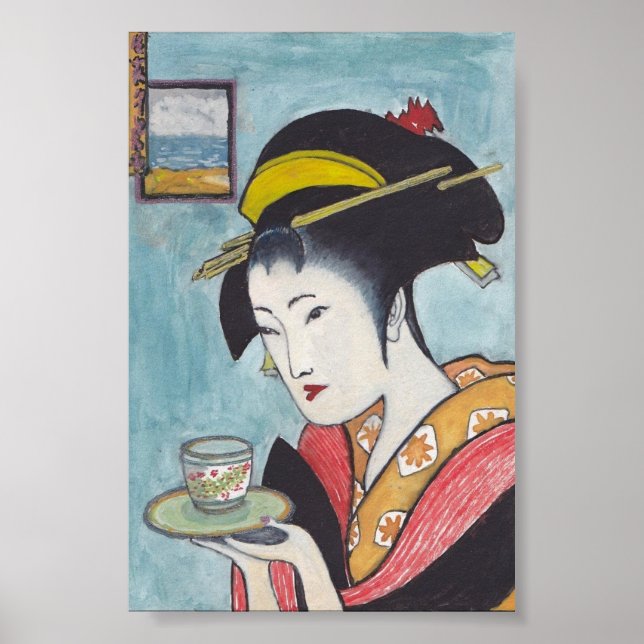 Japansk Classic Geisha Dam Art Poster (Framsidan)