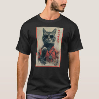 Japansk cool katt i solglasögon med kinesiska Kanj T Shirt