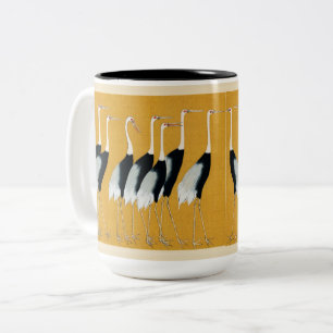 Japansk Crane Artwork Guld Mönster Två-Tonad Mugg