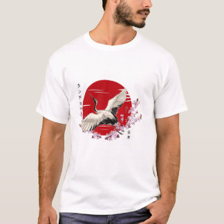 Japansk Crane Tsuru T Shirt