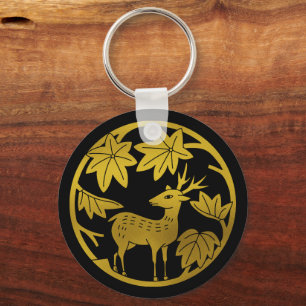 Japansk Crest-japansk maple och hjort Nyckelring