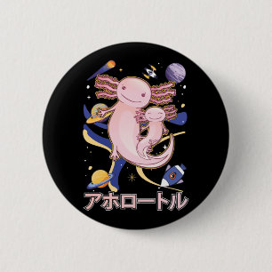 Japansk Cute Axolotl Family Galaxy Anime Knapp