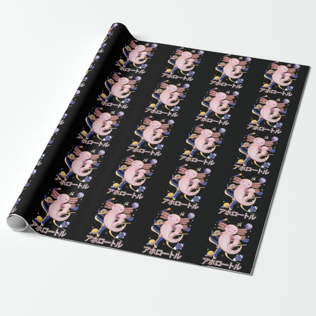 Japansk Cute Axolotl Family Galaxy Anime Presentpapper (Utrullad)