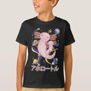 Japansk Cute Axolotl Family Galaxy Anime T Shirt