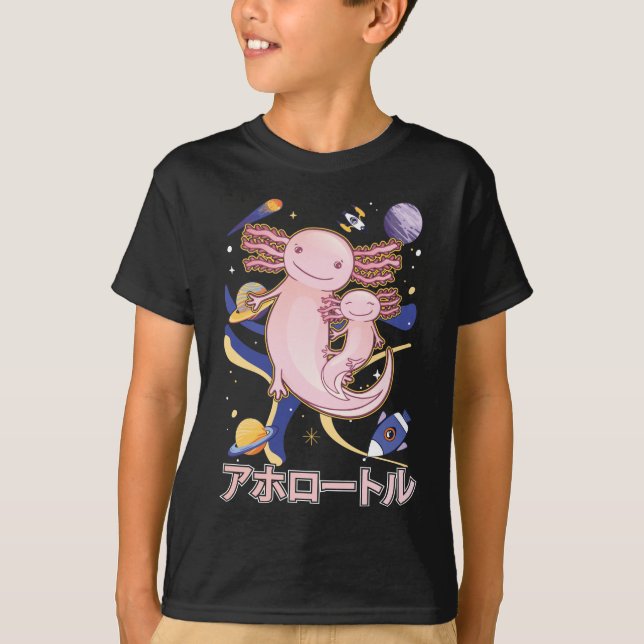Japansk Cute Axolotl Family Galaxy Anime T Shirt (Framsida)