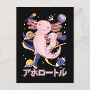 Japansk Cute Axolotl Family Galaxy Anime Vykort