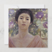 Japansk dam med lila morgonståndsblommor