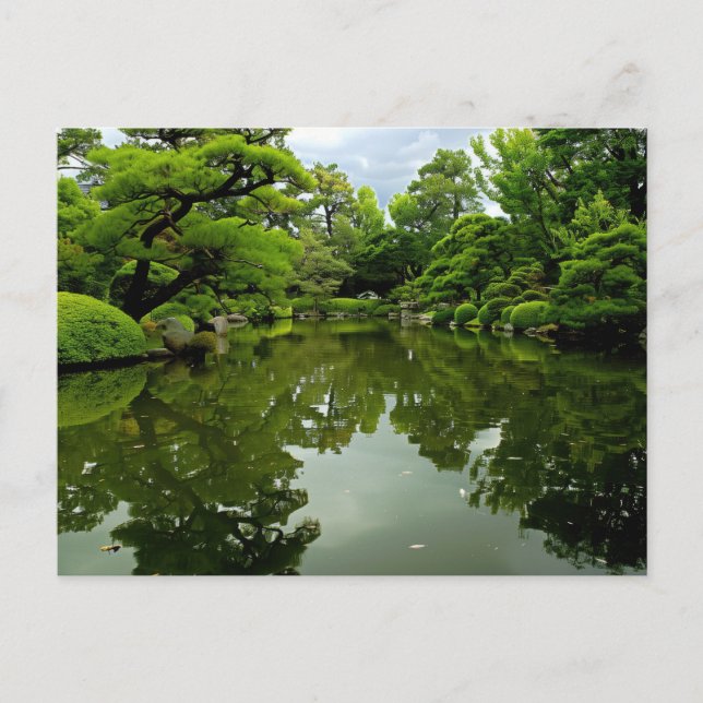 Japansk damm i försommar vykort (Framsida)