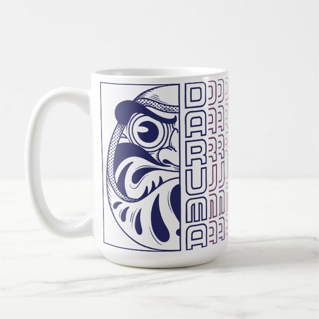 Japansk Daruma Doll Illustration Kaffemugg (Vänster)