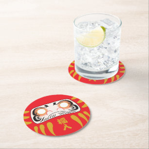 Japansk daruma (ingen Ögon) Underlägg Papper Rund