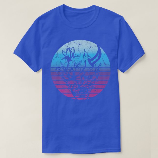 Japansk demon Ansikte Mask Djävulen Oni Vaporwave  T Shirt (Design framsida)