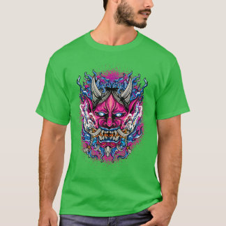 Japansk demon Ansikte Mask Oni Djävulen Oni Haraju T Shirt