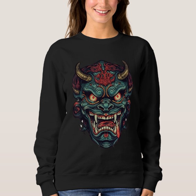 Japansk Demon Art Ansikte Mask Djävulen Yokai Hara T Shirt (Framsida)