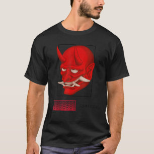 Japansk Demon Art Djävulen Ansikte Oni Skull Haraj T Shirt