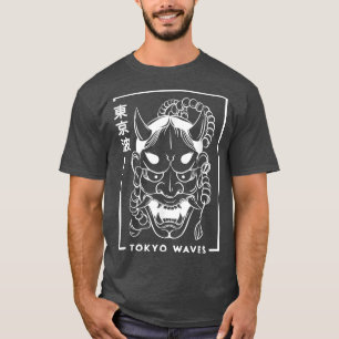 Japansk demon Hannya Oni Mask Drawn Minimalistic  T Shirt
