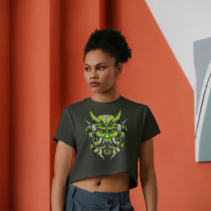 Japansk demon Hannya Oni Mask Mecha Stil T Shirt