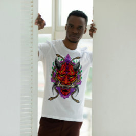 Japansk Demon Hannya Oni Mask T Shirt