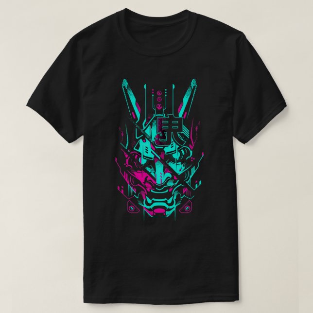 Japansk Demon Harajuku Kabuki Yokai Oni Ansikte Ma T Shirt (Design framsida)
