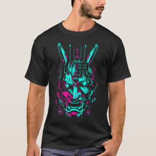 Japansk Demon Harajuku Kabuki Yokai Oni Ansikte Ma T Shirt