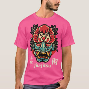 Japansk demon Oni Mask Kabuki Jiu-Jitsu Kanji T Shirt