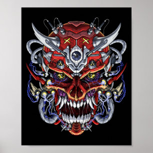 Japansk demon Skull-mask Poster