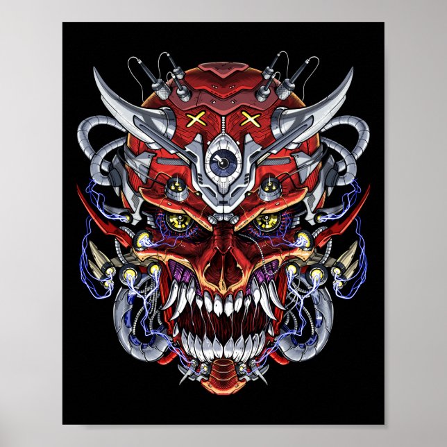 Japansk demon Skull-mask Poster (Framsidan)