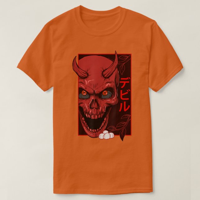 Japansk demonart ansikte Skull djävulen oni haraju T Shirt (Design framsida)