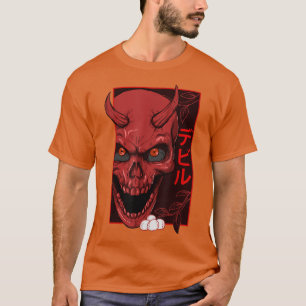 Japansk demonart ansikte Skull djävulen oni haraju T Shirt