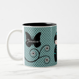 Japansk doll Polka Dot-Personlig Två-Tonad Mugg