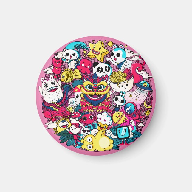 Japansk Doodle Art Magnet (Framsidan)